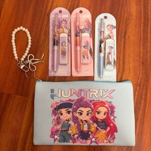 Kpop demon Hunter pouch wristlet/clutch & 3 mechanical pencils sets